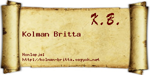 Kolman Britta névjegykártya